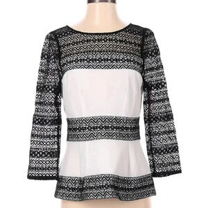 Catherine Malandrino Formal Black Lace 3/4 Sleeve Blouse Size 4 Small S